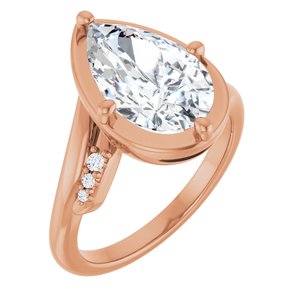 18K Rose Gold 13x8 mm Pear Ring Mounting