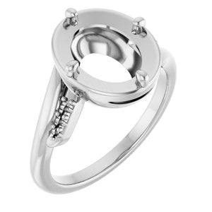 10K White Gold 10x8 mm Oval Ring Mounting – image 2