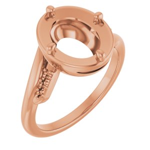 18K Rose Gold 10x8 mm Oval Ring Mounting – image 2