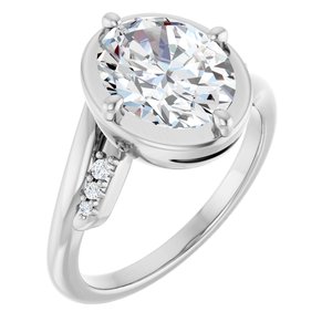 14K White Gold 10x8 mm Oval Ring Mounting