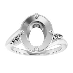 10K White Gold 10x8 mm Oval Ring Mounting – image 6
