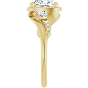 18K Yellow Gold 8x8 mm Cushion Ring Mounting – image 7