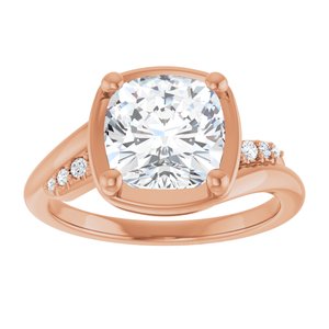 10K Rose Gold 8x8 mm Cushion Ring Mounting – image 5
