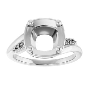 Sterling Silver 8x8 mm Cushion Ring Mounting – image 6