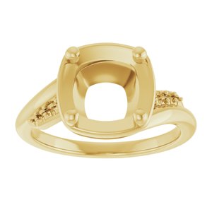 14K Yellow Gold 8x8 mm Cushion Ring Mounting – image 6