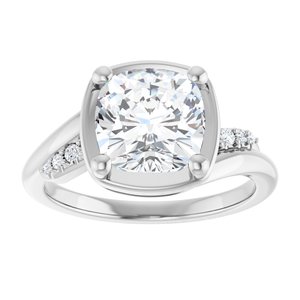 14K White Gold 8x8 mm Cushion Ring Mounting – image 5