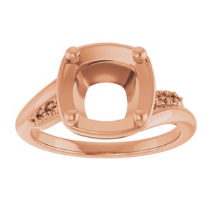 10K Rose Gold 8x8 mm Cushion Ring Mounting – image 6