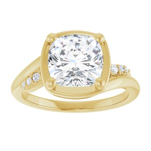18K Yellow Gold 8x8 mm Cushion Ring Mounting – image 5