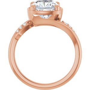 10K Rose Gold 8x8 mm Cushion Ring Mounting – image 3
