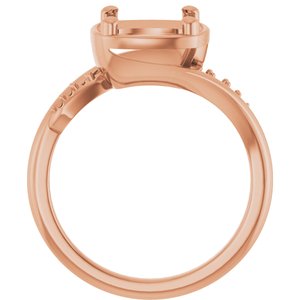 18K Rose Gold 8x8 mm Cushion Ring Mounting – image 4