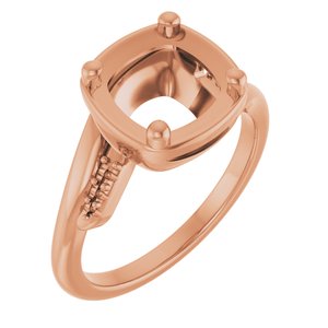 10K Rose Gold 8x8 mm Cushion Ring Mounting – image 2