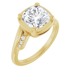 10K Yellow Gold 8x8 mm Cushion Ring Mounting