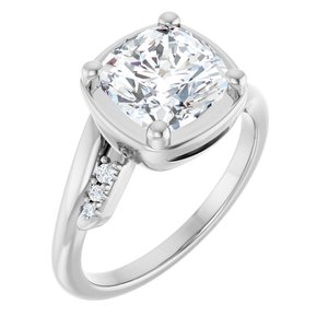 14K White Gold 8x8 mm Cushion Ring Mounting