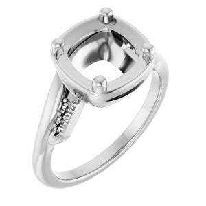 14K X1 White Gold 8x8 mm Cushion Ring Mounting – image 2