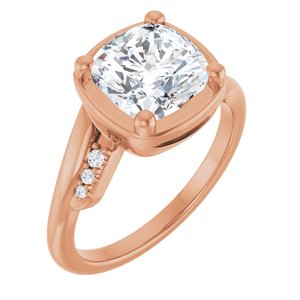 18K Rose Gold 8x8 mm Cushion Ring Mounting
