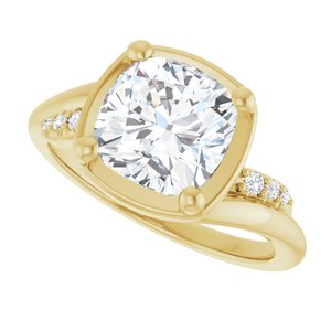 10K Yellow Gold 8x8 mm Cushion Ring Mounting – image 8