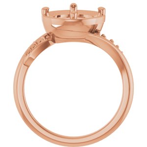 10K Rose Gold 9 mm Round Ring Mounting – image 4