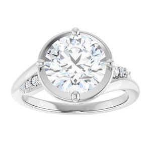 10K White Gold 9 mm Round Ring Mounting – image 5