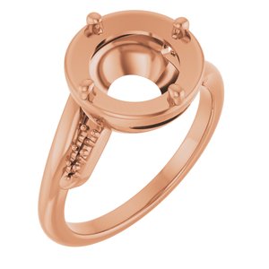10K Rose Gold 9 mm Round Ring Mounting – image 2
