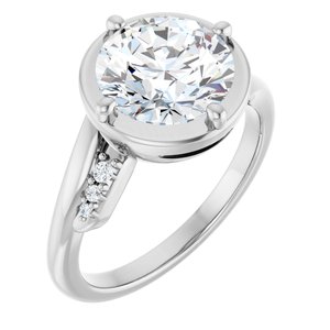 14K White Gold 9 mm Round Ring Mounting