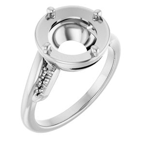 10K White Gold 9 mm Round Ring Mounting – image 2