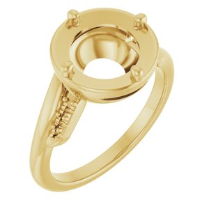 14K Yellow Gold 9 mm Round Ring Mounting – image 2