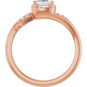 14K Rose Gold 5x5 mm Cushion Ring Mounting – image 3