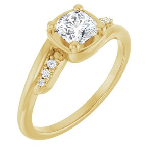 14K Yellow Gold 5x5 mm Cushion Ring Mounting