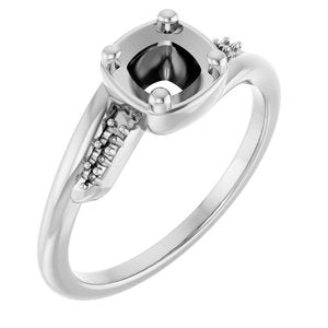 Sterling Silver 5x5 mm Cushion Ring Mounting – image 2