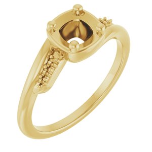 10K Yellow Gold 5x5 mm Cushion Ring Mounting – image 2