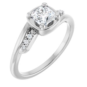 14K X1 White Gold 5x5 mm Cushion Ring Mounting