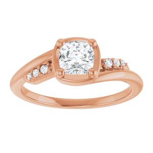 14K Rose Gold 5x5 mm Cushion Ring Mounting – image 5