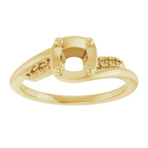 14K Yellow Gold 5x5 mm Cushion Ring Mounting – image 6
