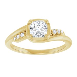 10K Yellow Gold 5x5 mm Cushion Ring Mounting – image 5