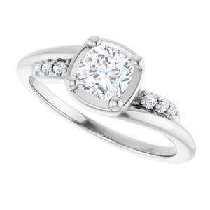 14K X1 White Gold 5x5 mm Cushion Ring Mounting – image 8