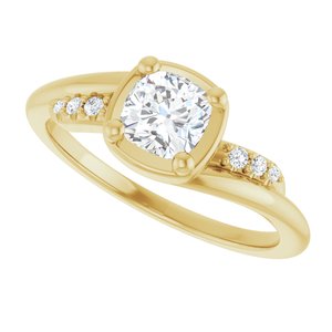 14K Yellow Gold 5x5 mm Cushion Ring Mounting – image 8