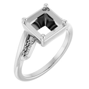 14K White Gold 6.5x6.5 mm Square Ring Mounting – image 2