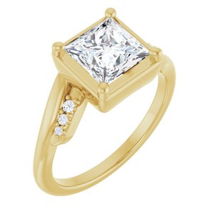 18K Yellow Gold 6.5x6.5 mm Square Ring Mounting