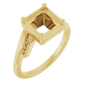 18K Yellow Gold 6.5x6.5 mm Square Ring Mounting – image 2