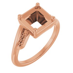18K Rose Gold 6.5x6.5 mm Square Ring Mounting – image 2