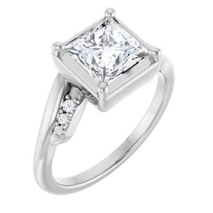 18K White Gold 6.5x6.5 mm Square Ring Mounting