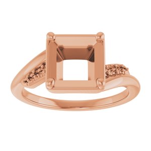18K Rose Gold 6.5x6.5 mm Square Ring Mounting – image 6