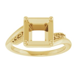 14K Yellow Gold 6.5x6.5 mm Square Ring Mounting – image 6
