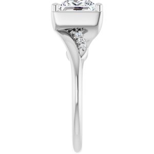 14K White Gold 6.5x6.5 mm Square Ring Mounting – image 7