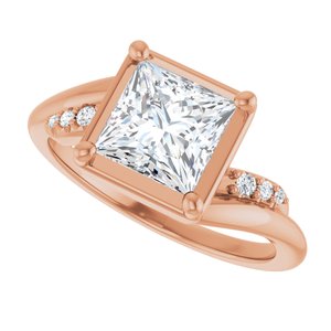 10K Rose Gold 6.5x6.5 mm Square Ring Mounting – image 8