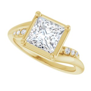 10K Yellow Gold 6.5x6.5 mm Square Ring Mounting – image 8