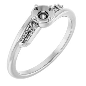 10K White Gold 3.75 mm Round Ring Mounting – image 2