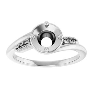 14K White Gold 5.8 mm Round Ring Mounting – image 6