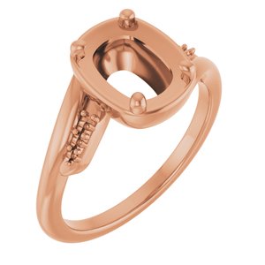 14K Rose Gold 8.5x6.5 mm Elongated Cushion Ring Mounting – image 2