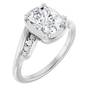 10K White Gold 8.5x6.5 mm Elongated Cushion Ring Mounting